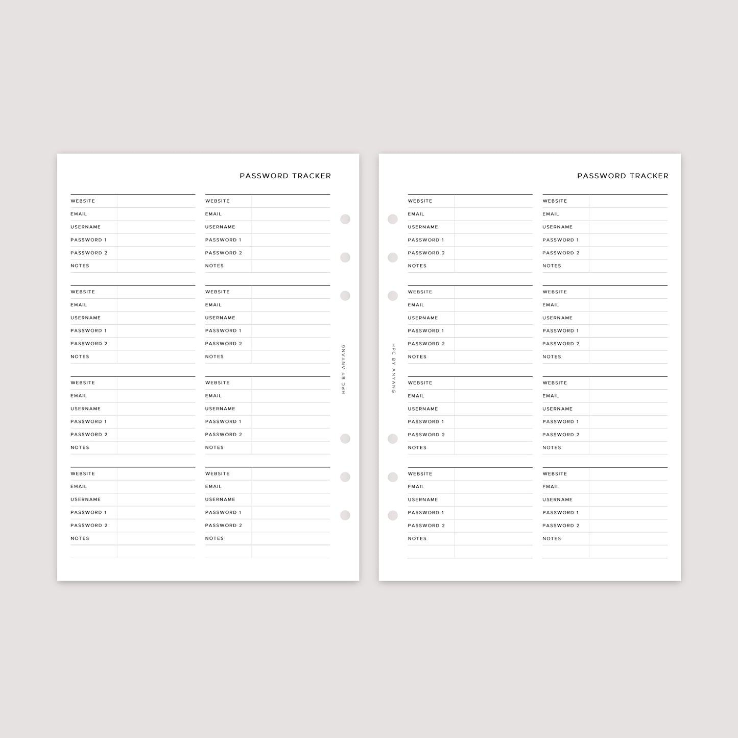 Password Tracker – Planner Inserts