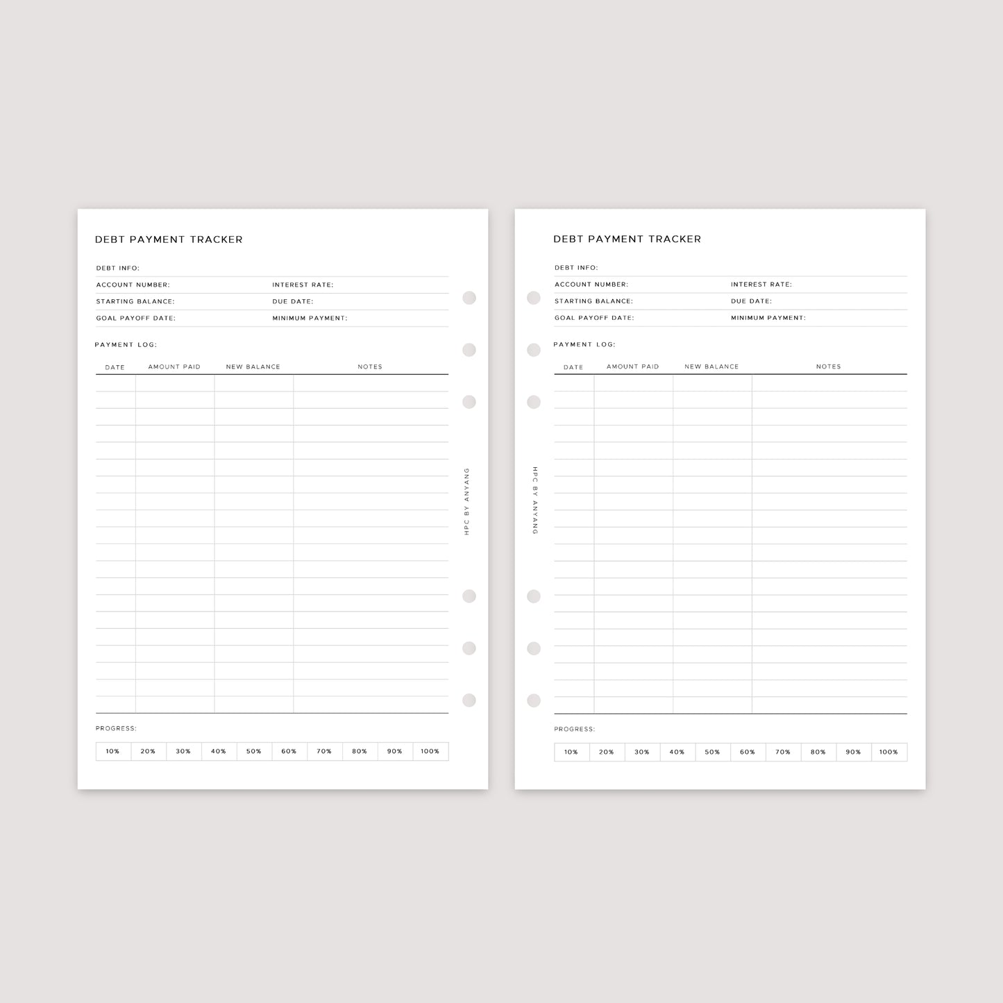 Debt Payment Tracker – Planner Inserts