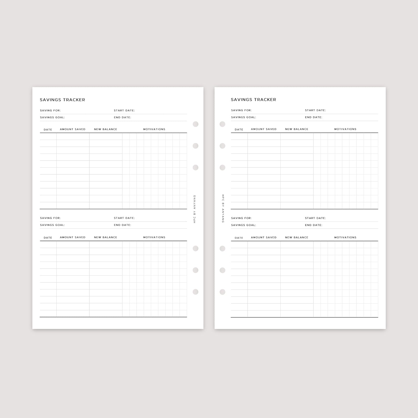 Savings Tracker – Planner Inserts
