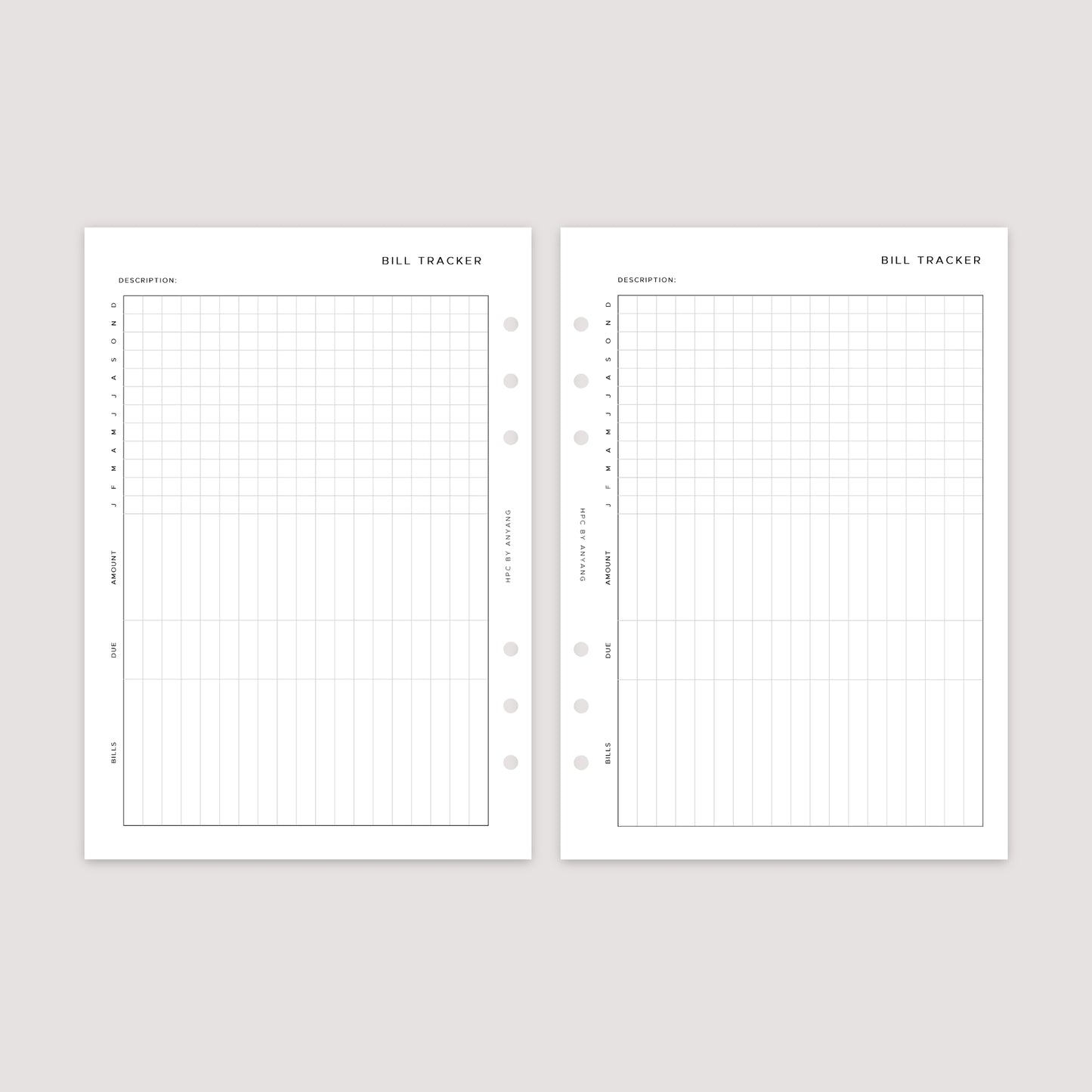Bill Tracker – Planner Inserts
