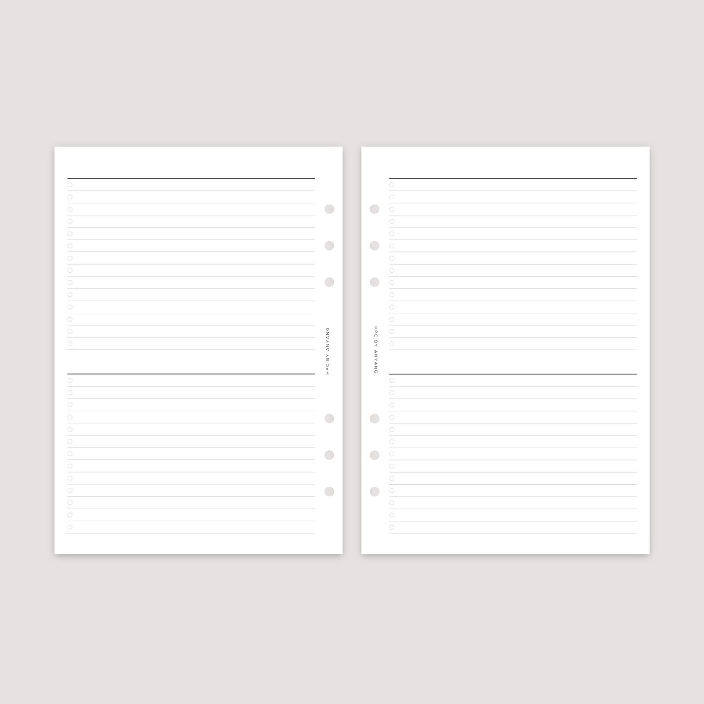 List - 2 Column - Planner Inserts