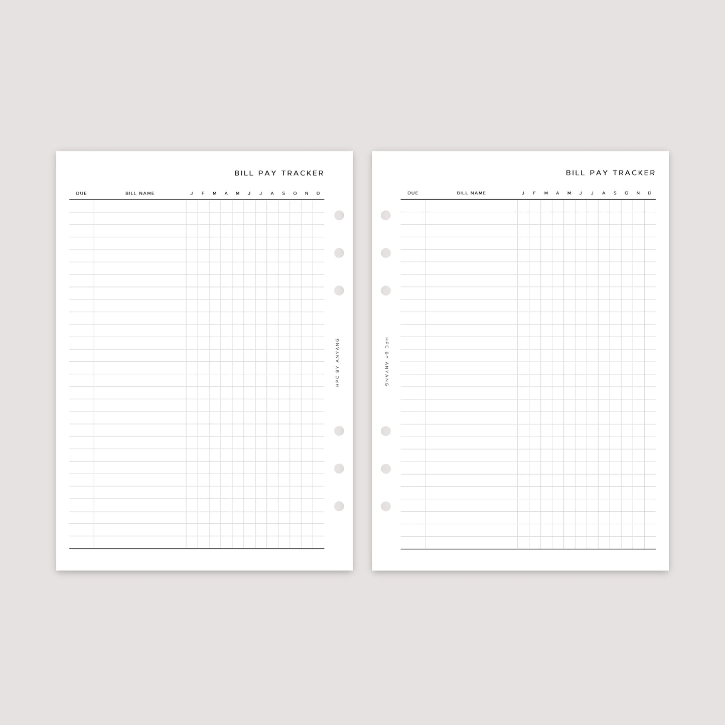 Bill Tracker – Planner Inserts