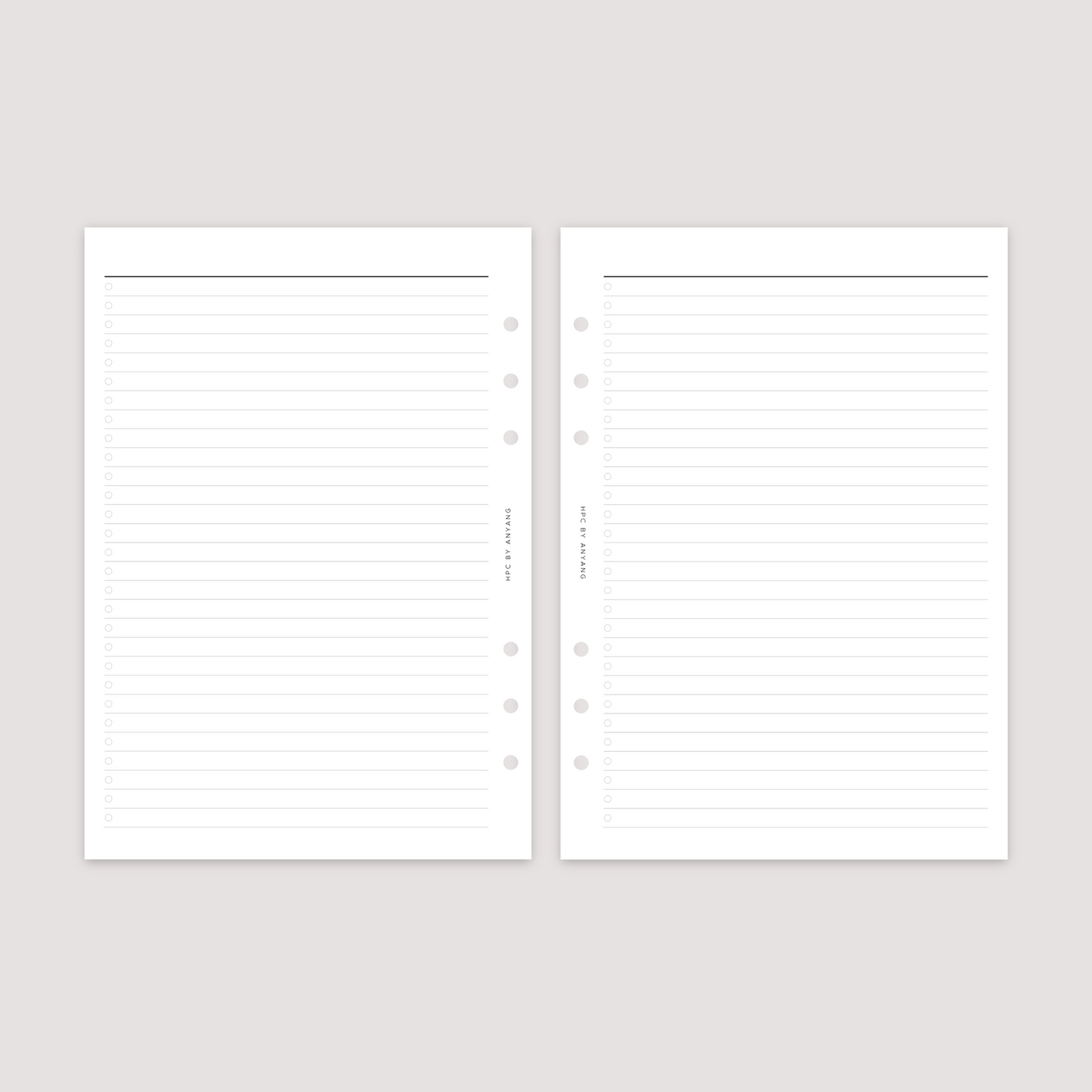 List - 1 Column - Planner Inserts