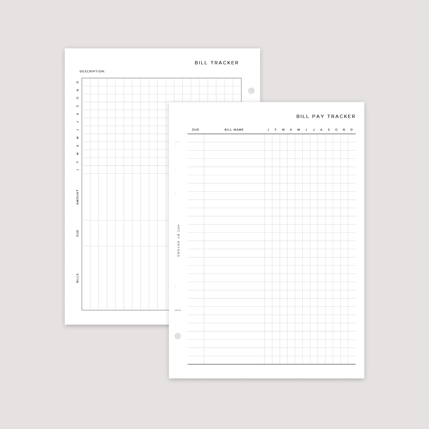 Bill Tracker – Planner Inserts