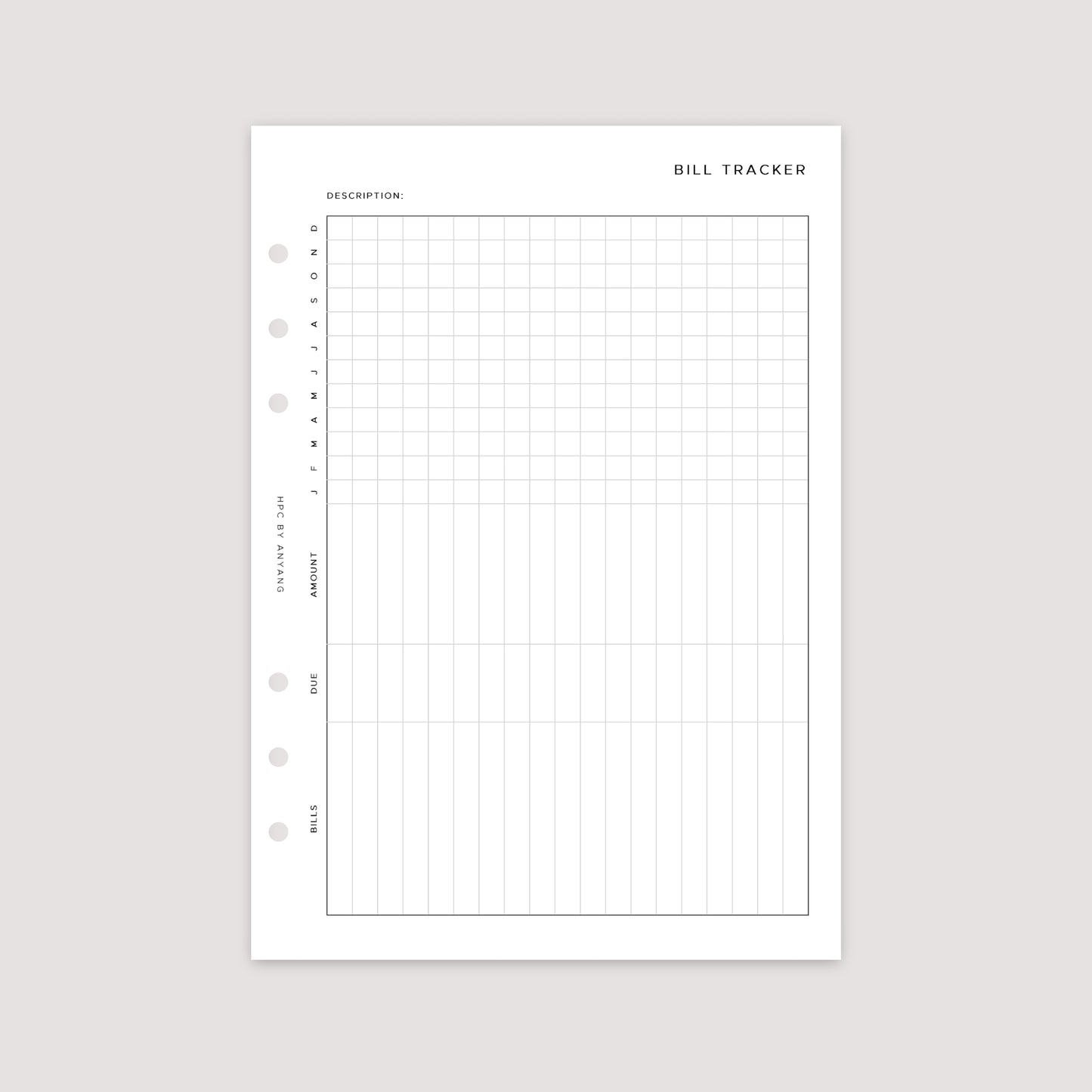 Bill Tracker – Planner Inserts