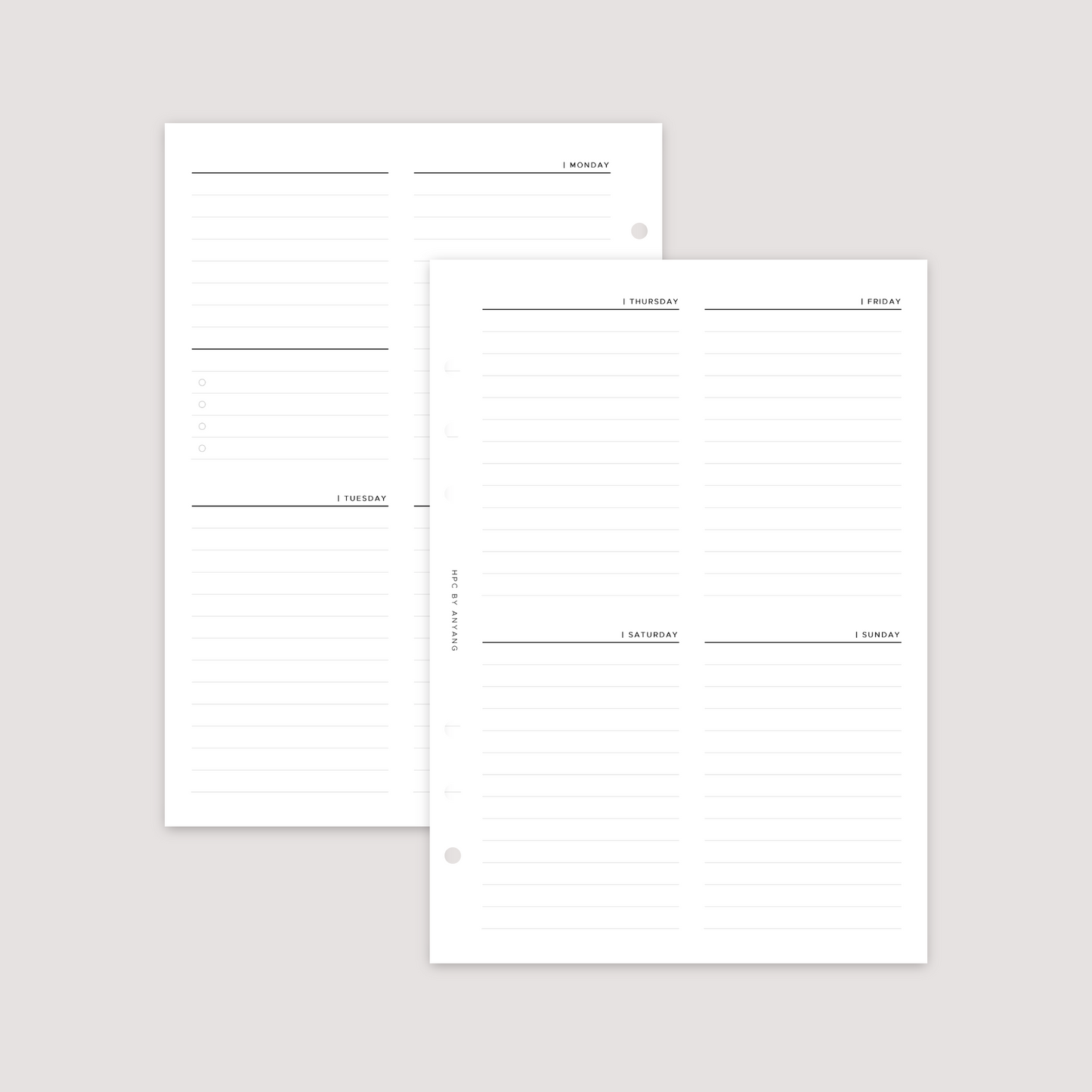 Undated - Week on 2 Pages - Vertical 1 - Planner Inserts
