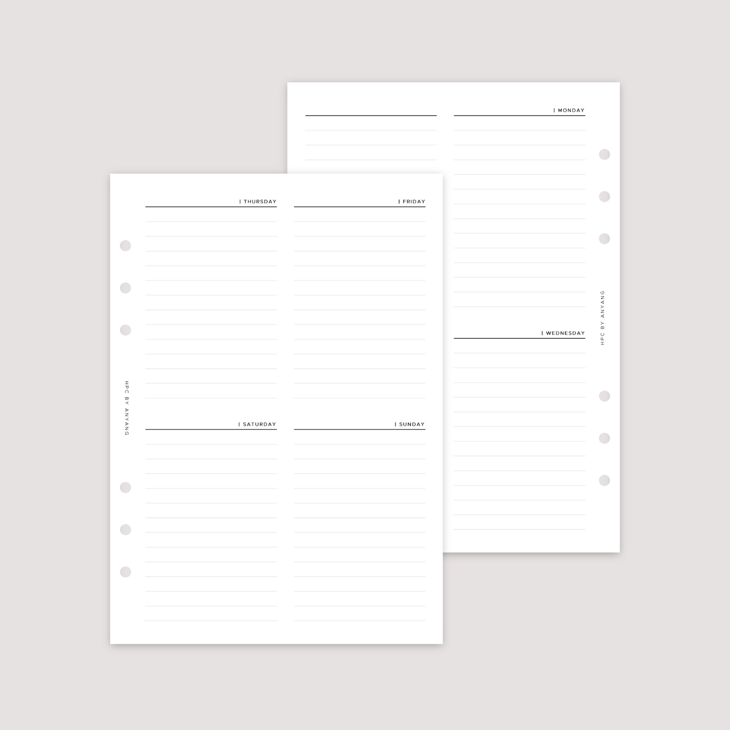 Undated - Week on 2 Pages - Vertical 1 - Planner Inserts