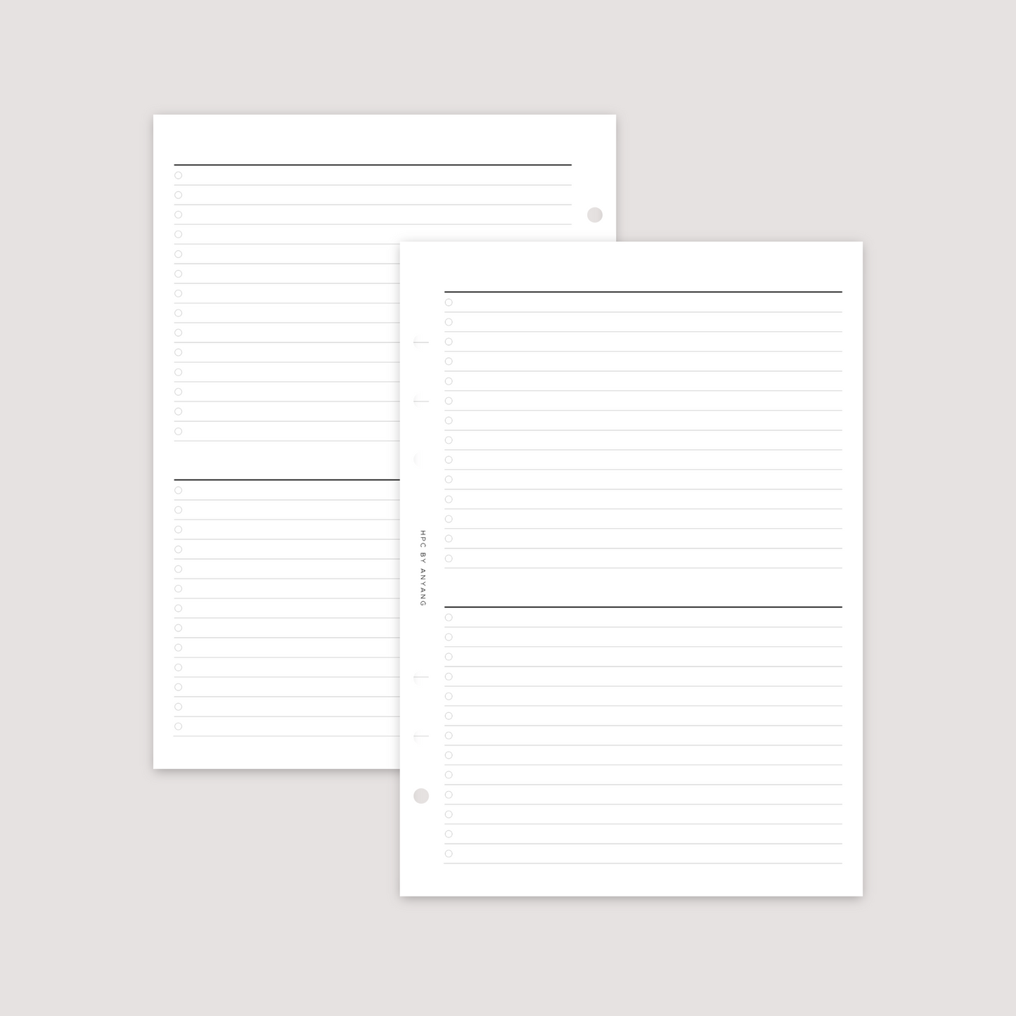 List - 2 Column - Planner Inserts