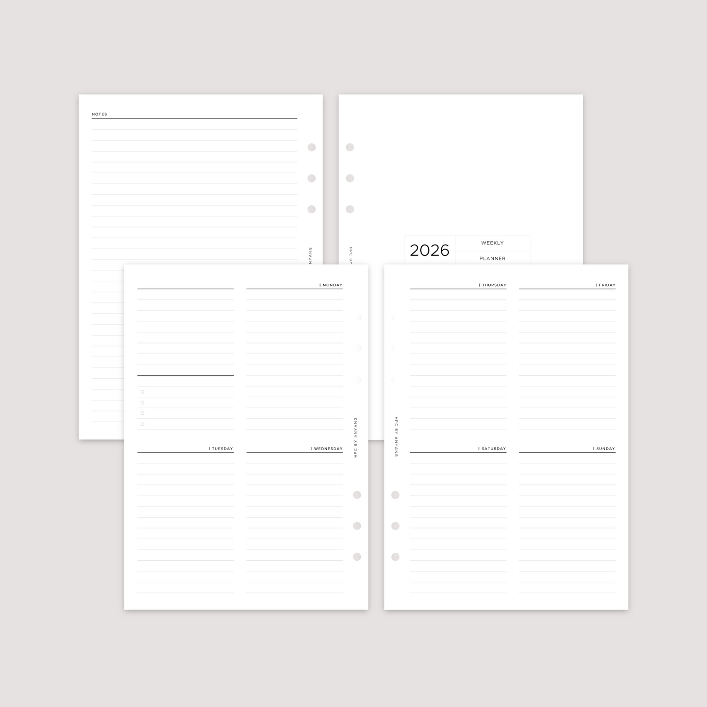Undated - Week on 2 Pages - Vertical 1 - Planner Inserts