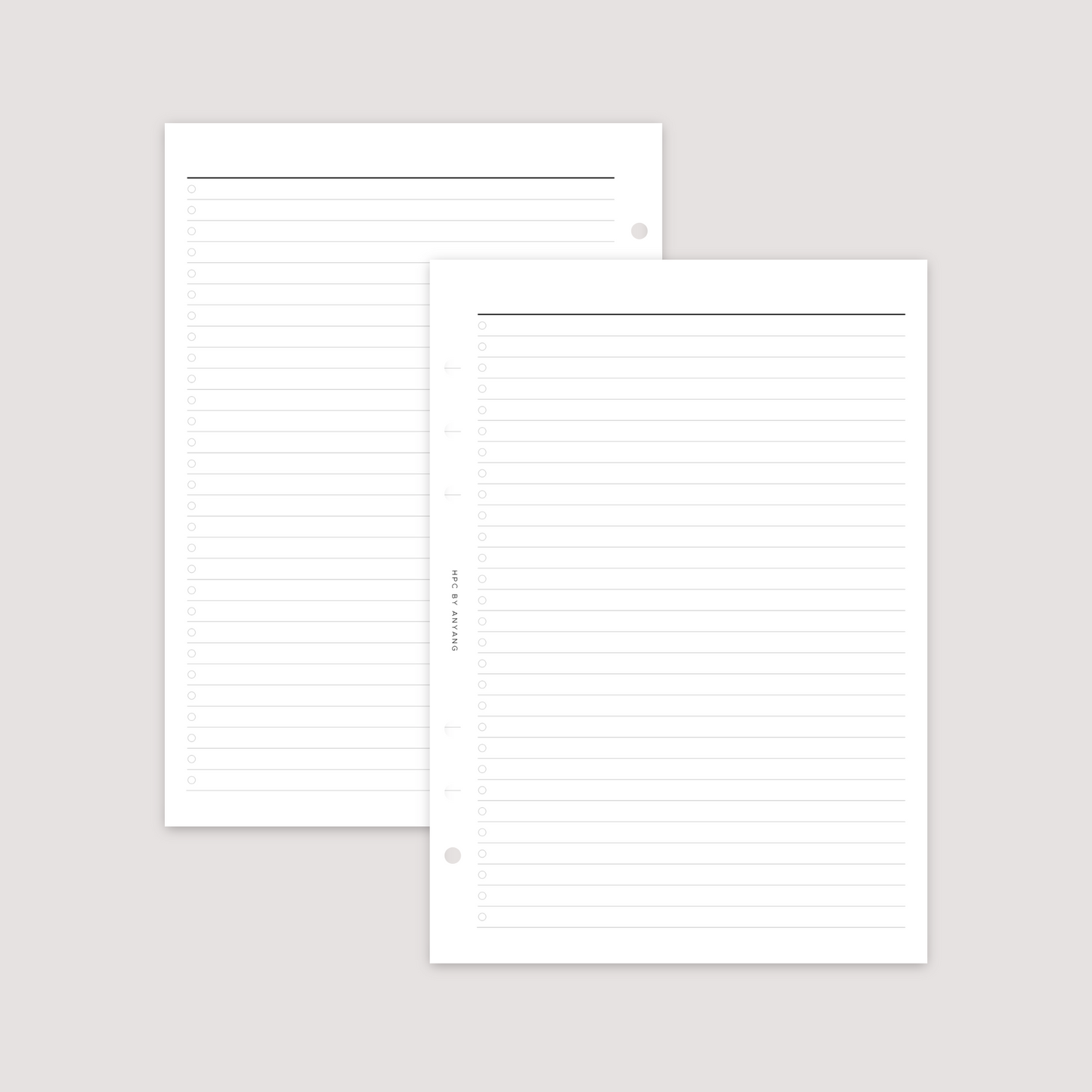 List - 1 Column - Planner Inserts