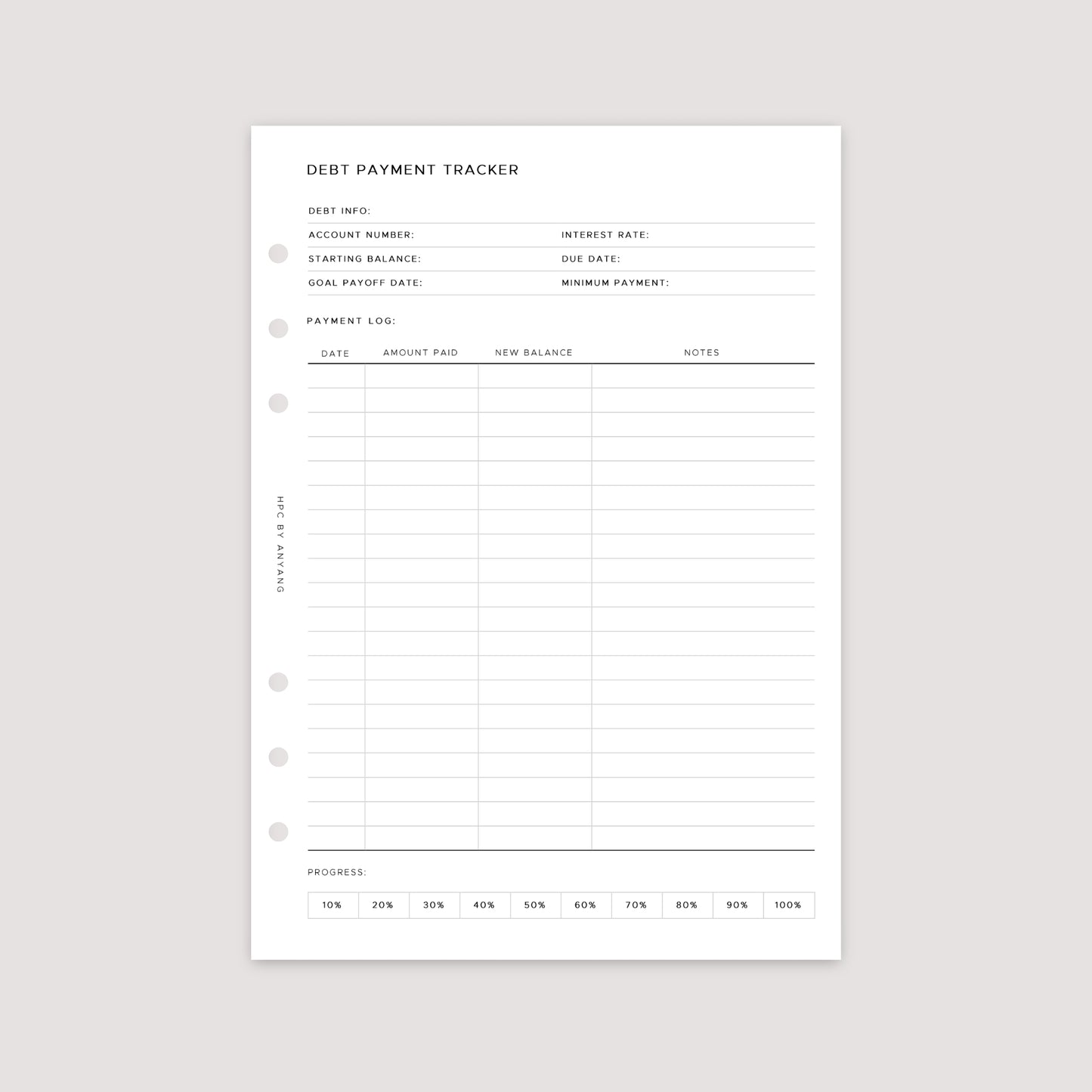 Debt Payment Tracker – Planner Inserts