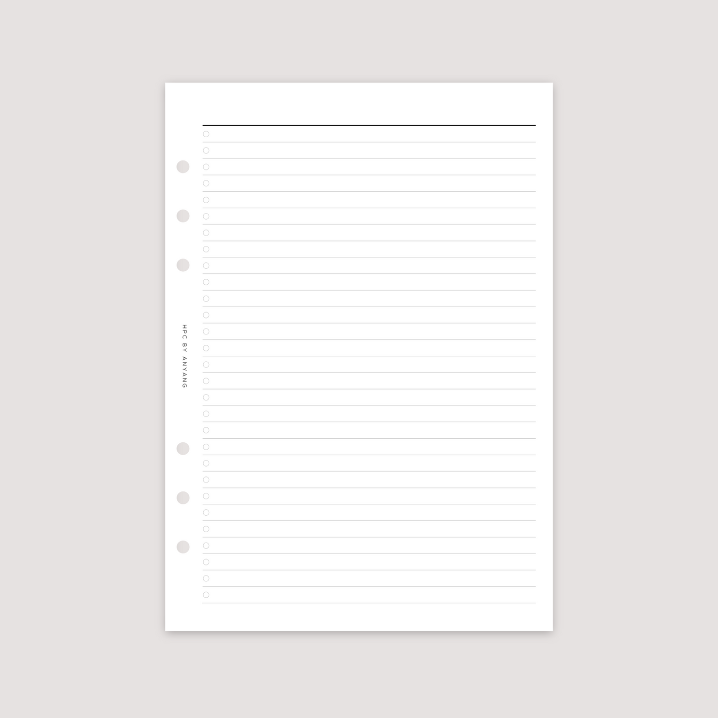List - 1 Column - Planner Inserts