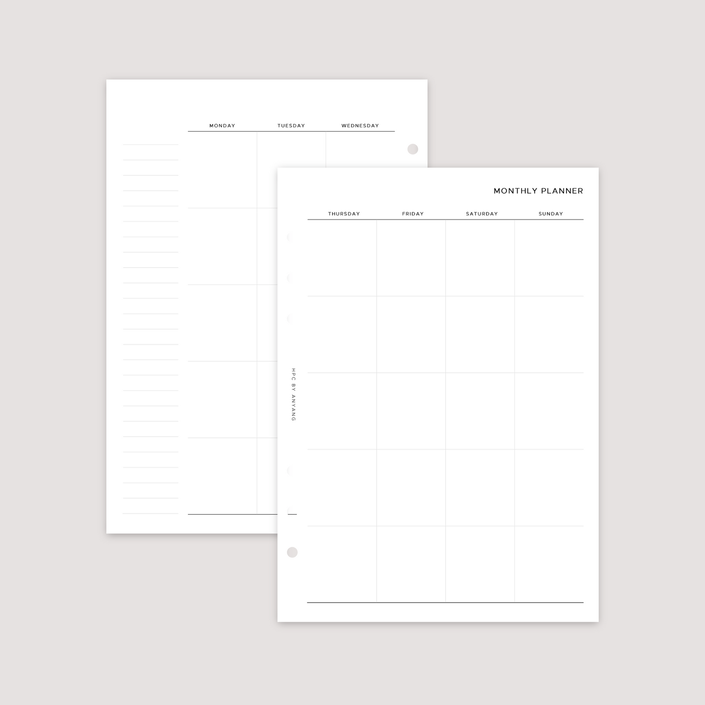 Undated - Month on 2 Pages - Planner Inserts