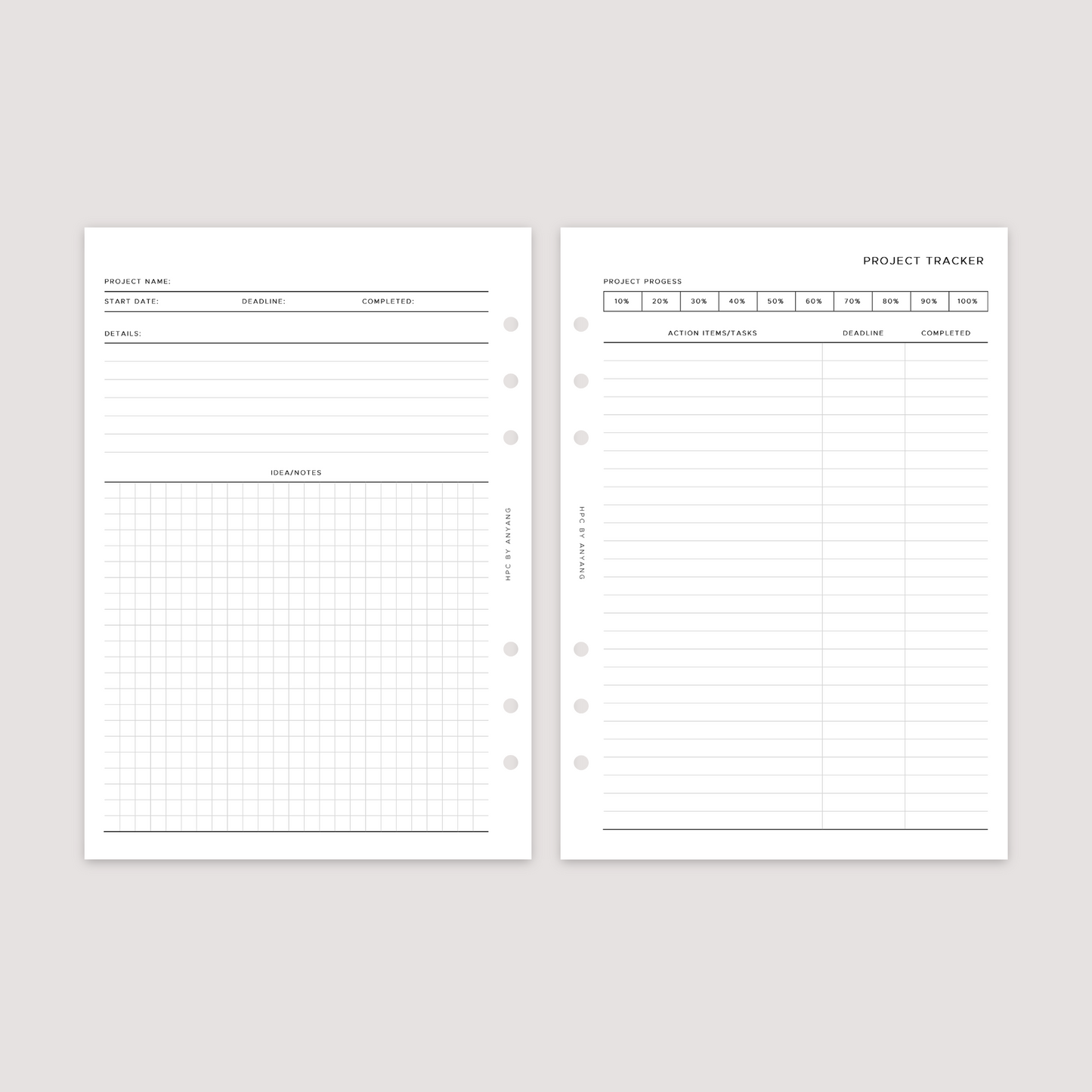 Project Tracker - Planner Inserts