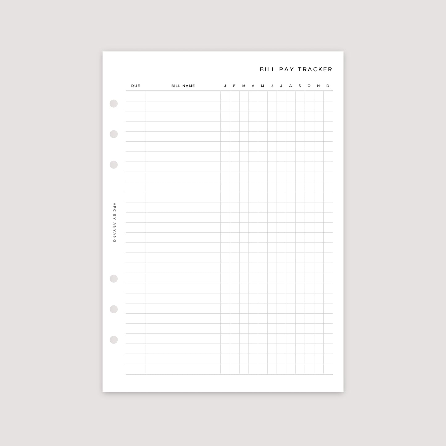 Bill Tracker – Planner Inserts