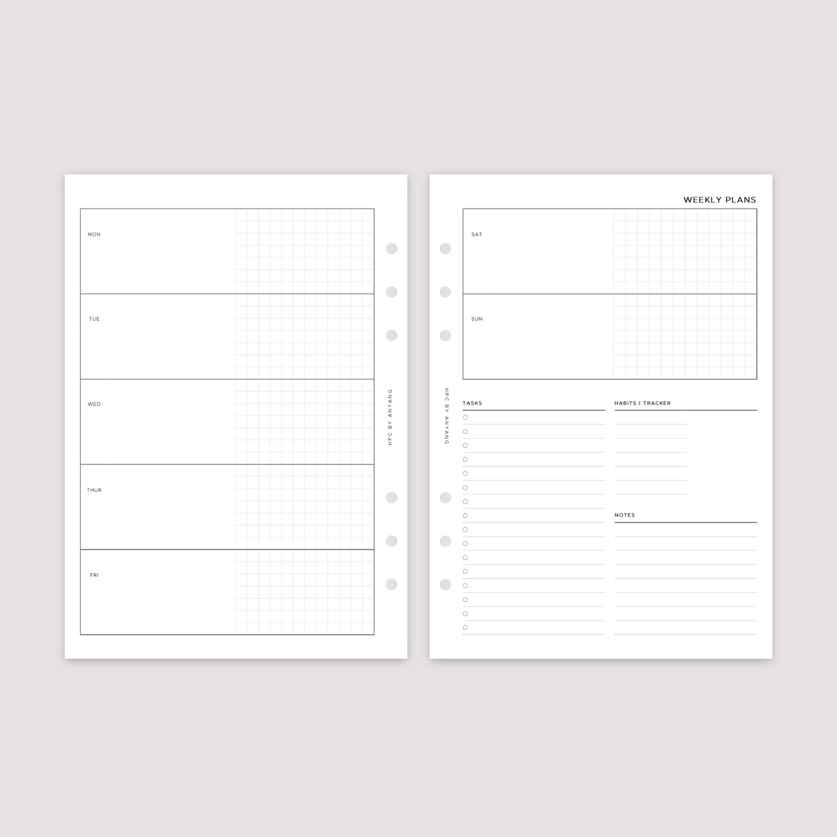 Undated - Week on 2 Pages - Horizontal - Planner Inserts – Handmade ...