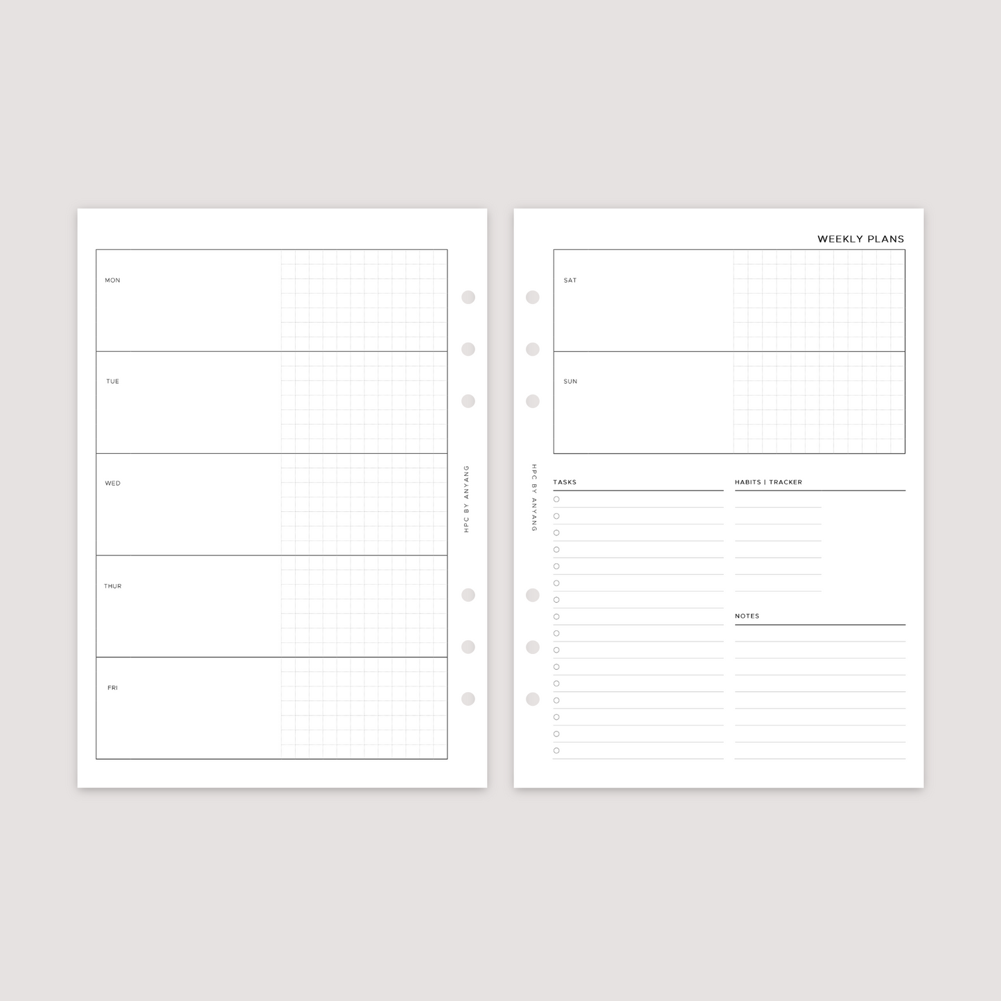 Undated - Week on 2 Pages - Horizontal - Planner Inserts