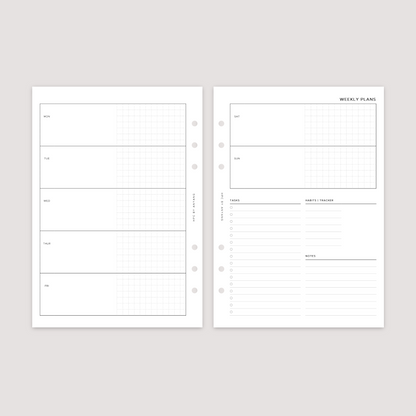 Undated - Week on 2 Pages - Horizontal - Planner Inserts