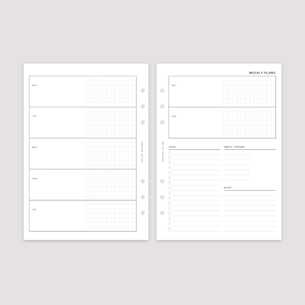 Undated - Week on 2 Pages - Horizontal - Planner Inserts – Handmade ...