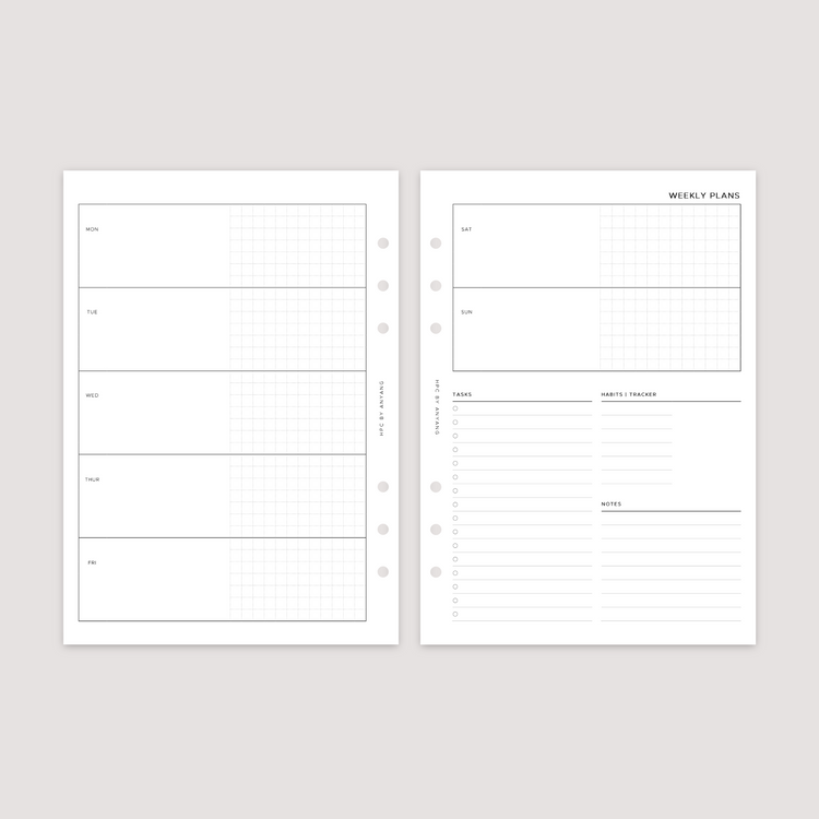 Undated - Week on 2 Pages - Horizontal - Planner Inserts