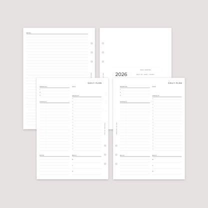 Undated - Daily - Blank Schedule - Planner Inserts