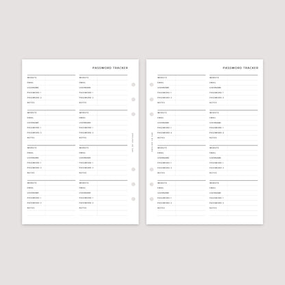 Password Tracker – Planner Inserts