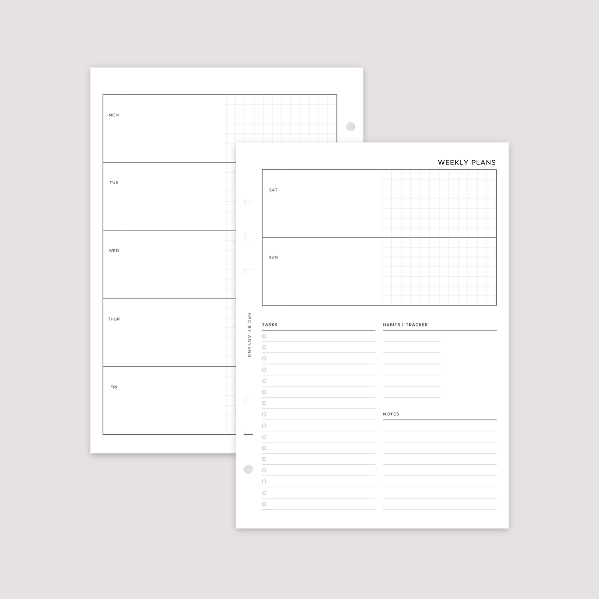 Papercraft Planner Undated - Week on 2 Pages - Horizontal - Planner Inserts – Handmade ...
