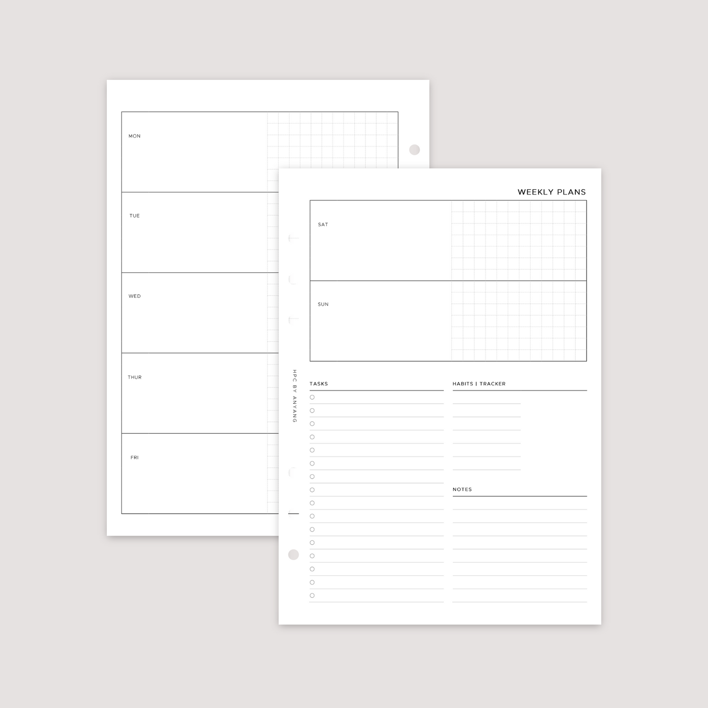 Undated - Week on 2 Pages - Horizontal - Planner Inserts