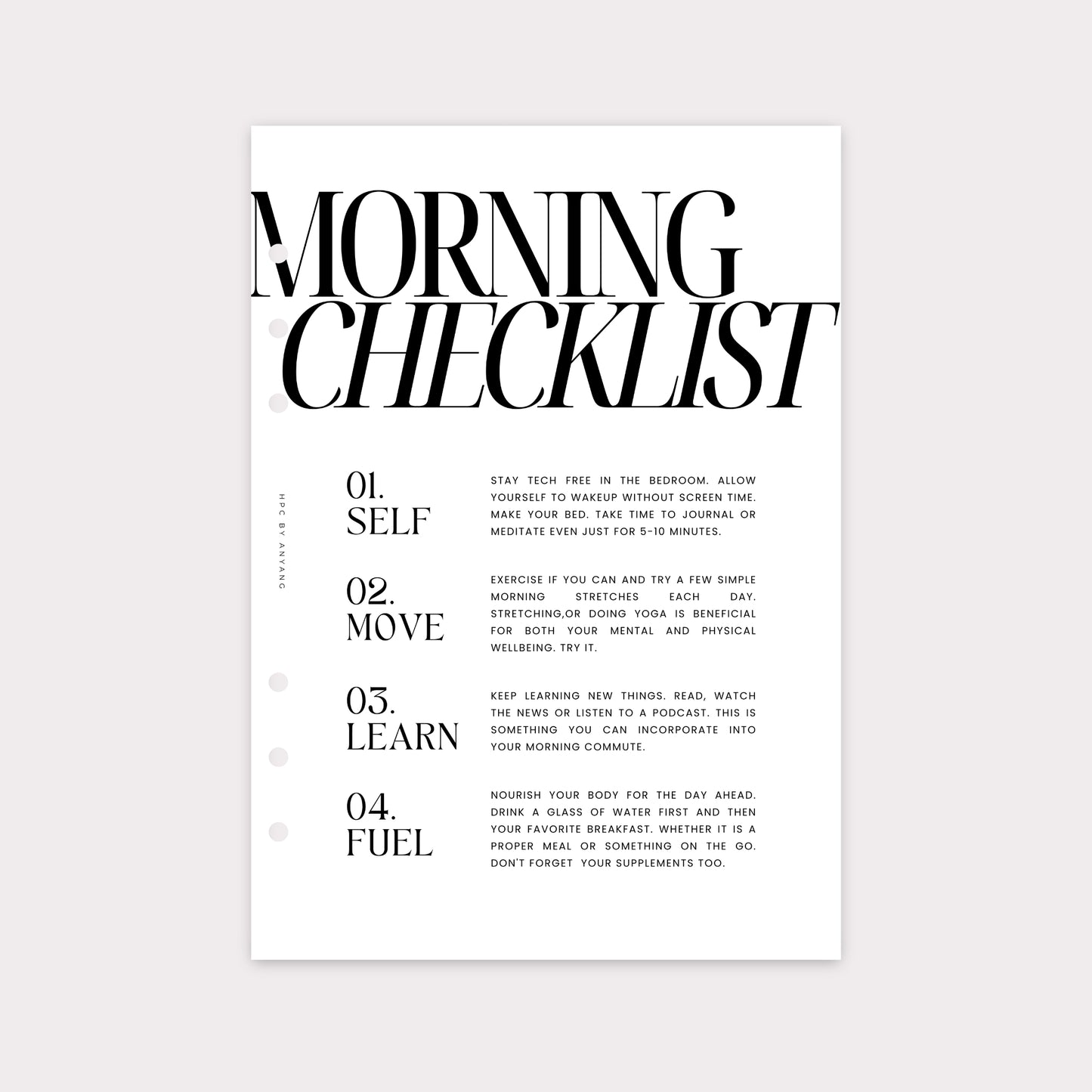 PD014 - Morning Checklist - Planner Dashboards