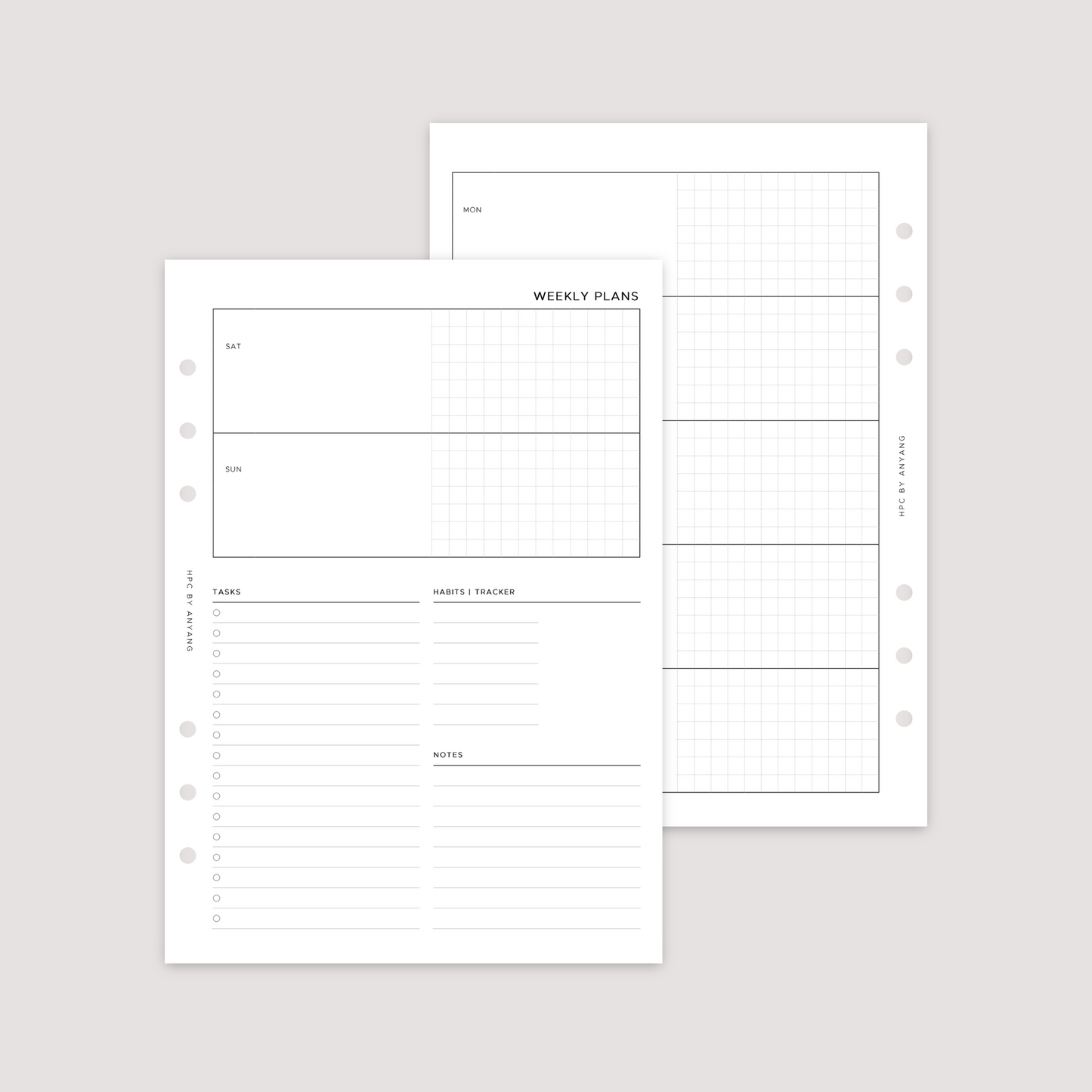 Undated - Week on 2 Pages - Horizontal - Planner Inserts