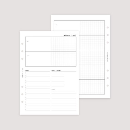 Undated - Week on 2 Pages - Horizontal - Planner Inserts