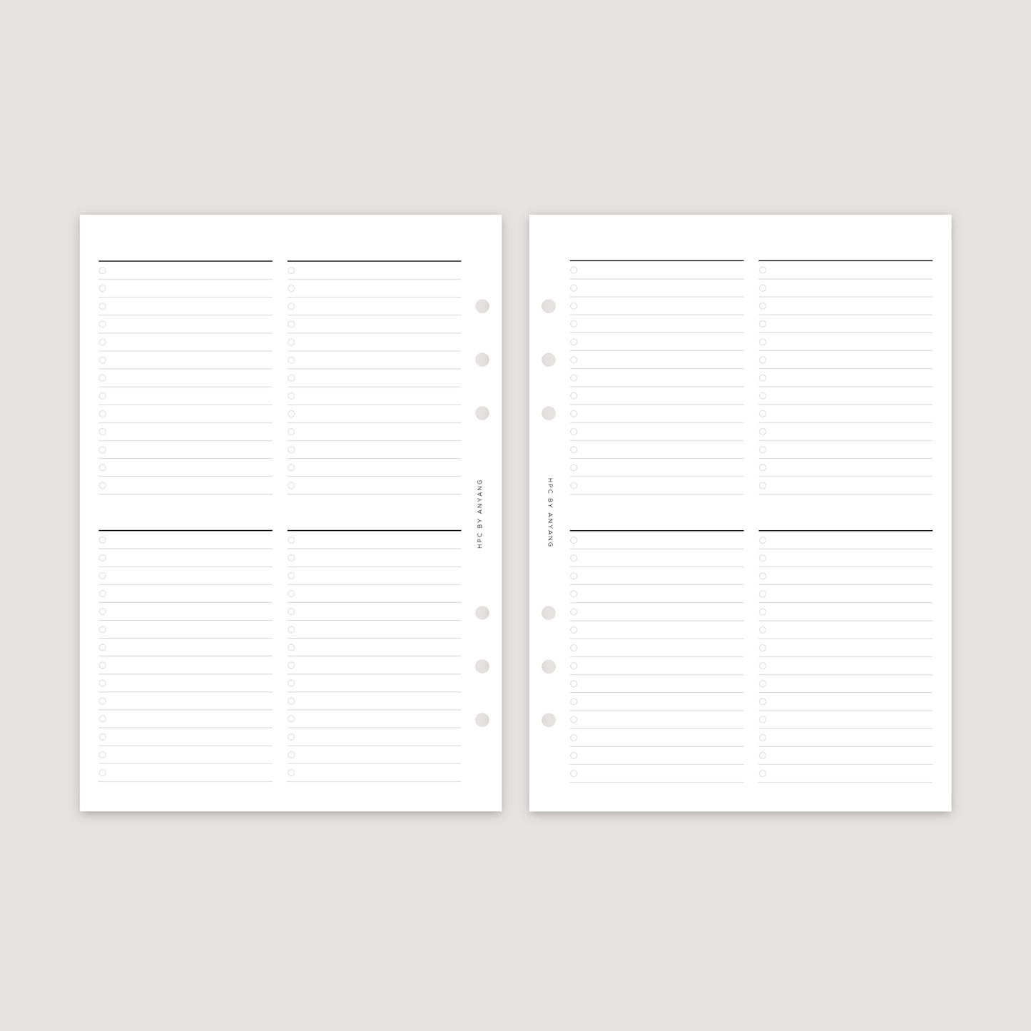 List - 4 Column - Planner Inserts