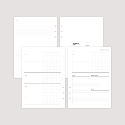 Undated - Week on 2 Pages - Horizontal - Planner Inserts