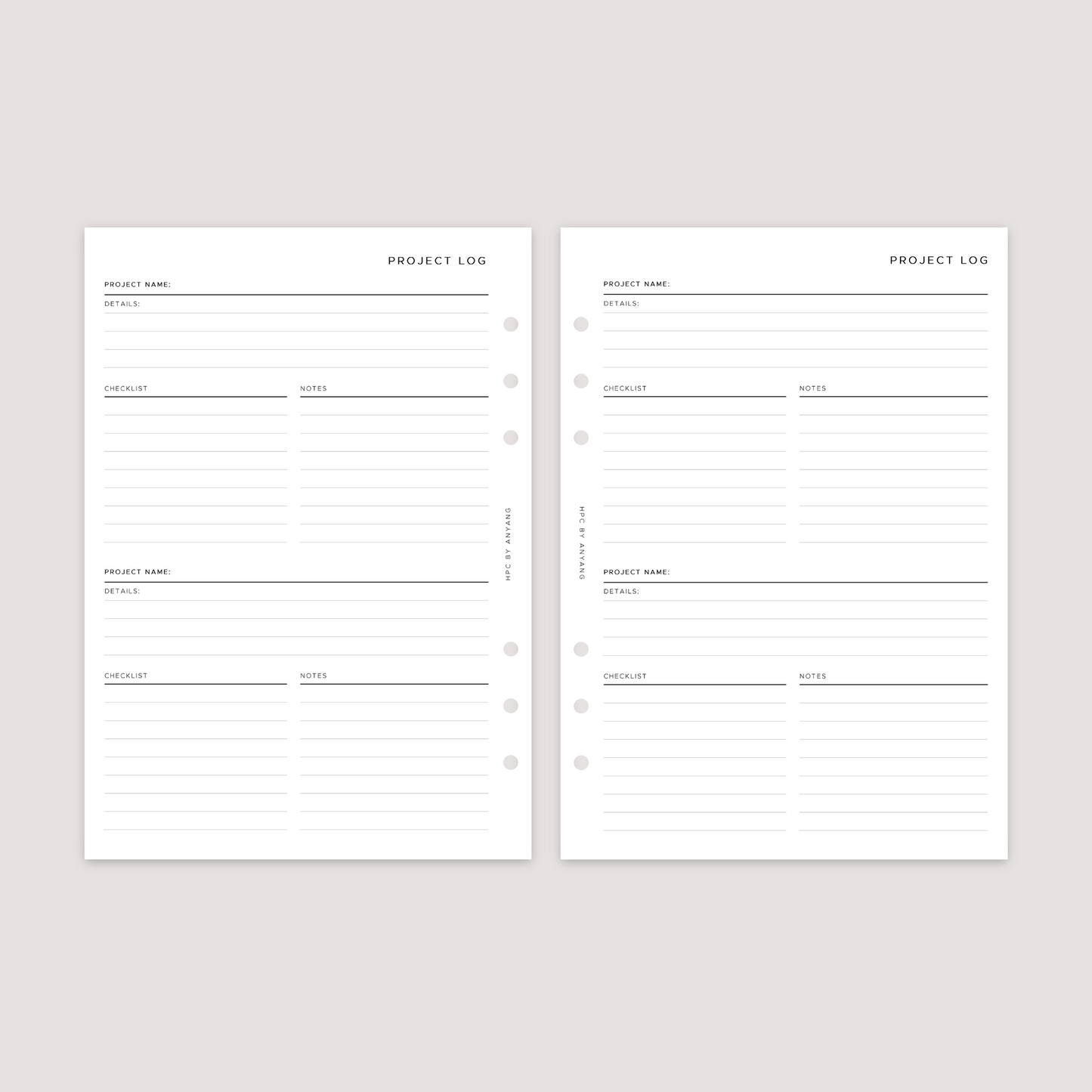 Project Log - Planner Inserts