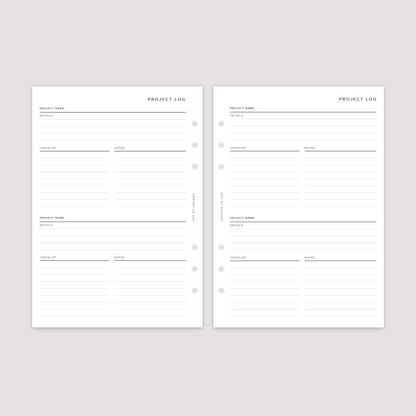 Project Log - Planner Inserts