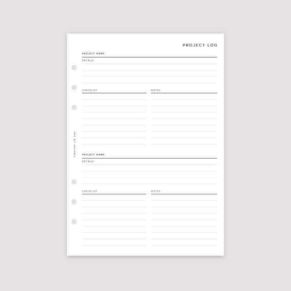 Papercraft Planner Project Log - Planner Inserts – Handmade Papercrafts By Anyang