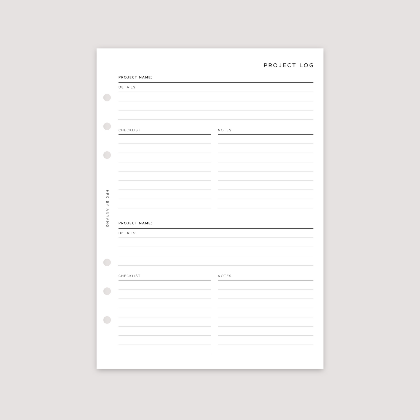 Project Log - Planner Inserts