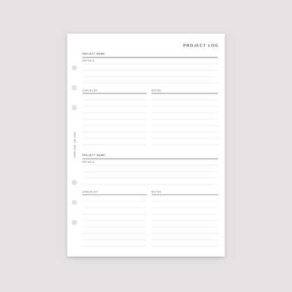 Project Log - Planner Inserts