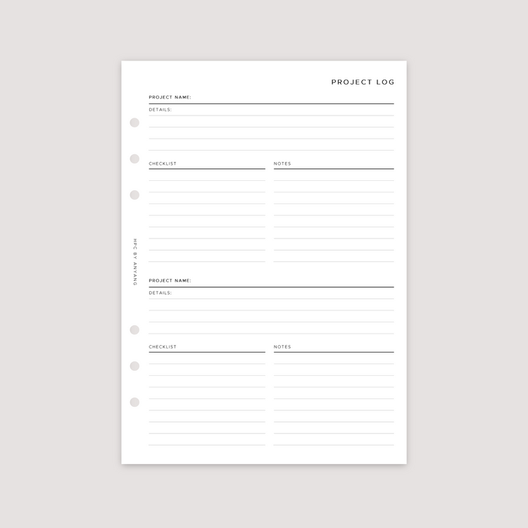 Project Log - Planner Inserts
