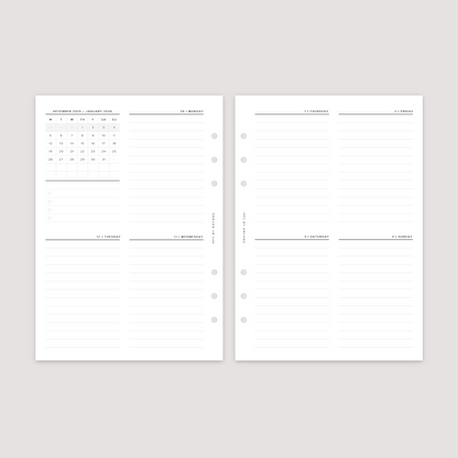 2026 Dated - Week on 2 Pages - Vertical - Planner Inserts