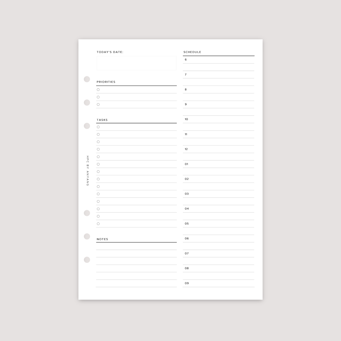 Undated - Daily - Hourly - Planner Inserts