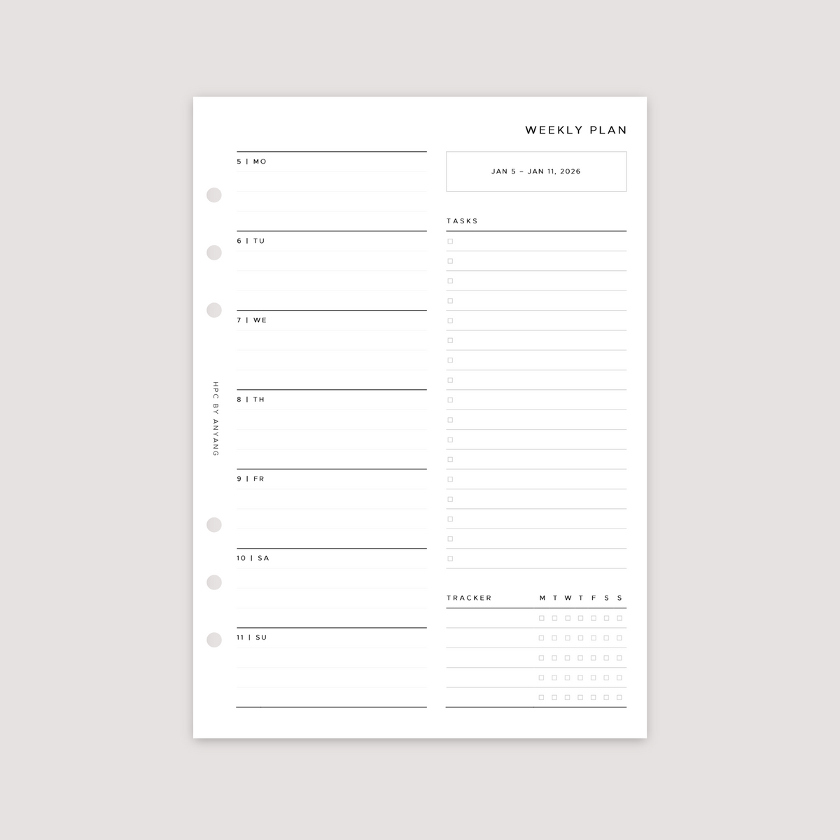 Papercraft Planner 2026 Dated - Week on 1 Page - Planner Inserts – Handmade Papercrafts By ...
