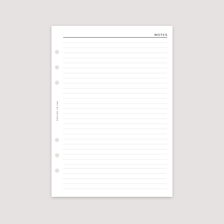 Notes - Lined - Planner Inserts
