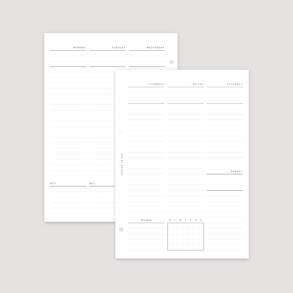 Undated - Week on 2 Pages - Vertical Lined - Planner Inserts