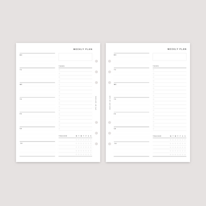 Undated - Week on 1 Page with tracker - Planner Inserts