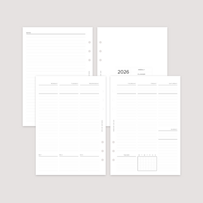 Undated - Week on 2 Pages - Vertical Lined - Planner Inserts