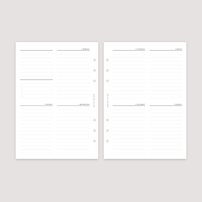 Undated - Week on 2 Pages - Vertical 1 - Planner Inserts