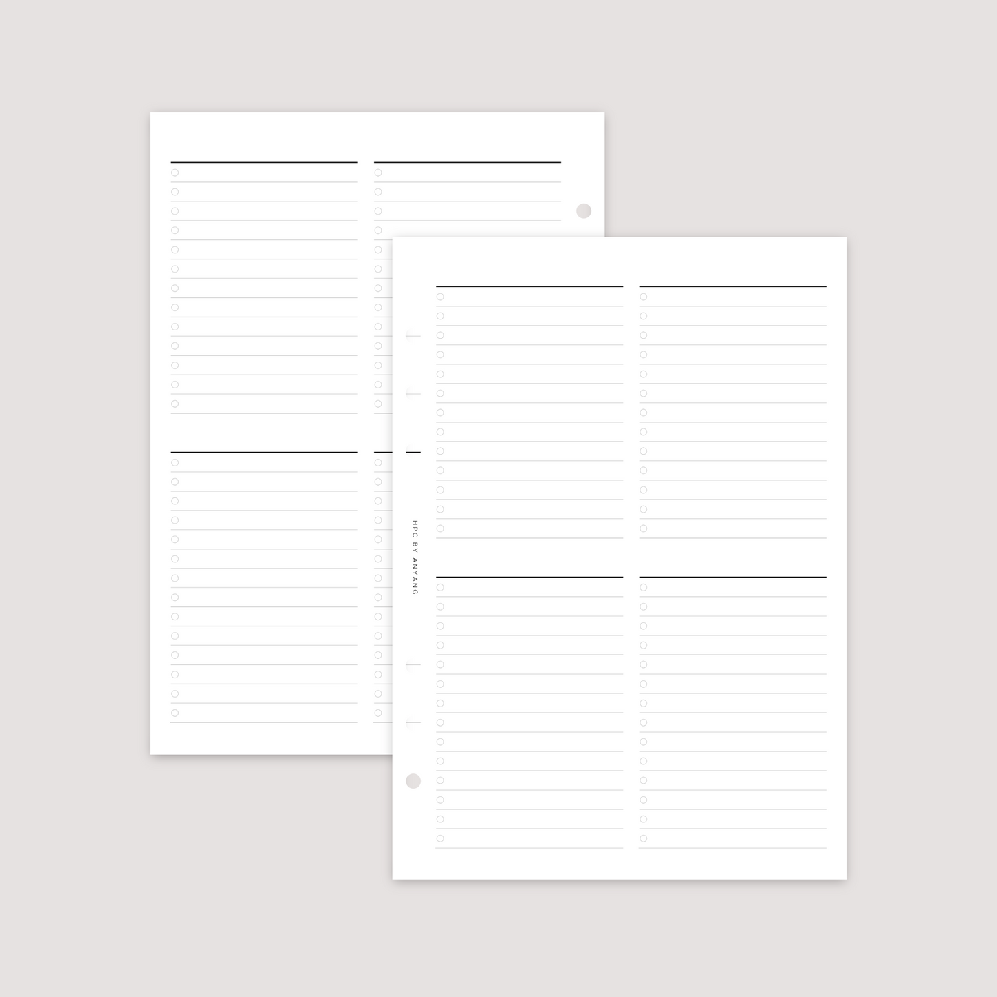 List - 4 Column - Planner Inserts