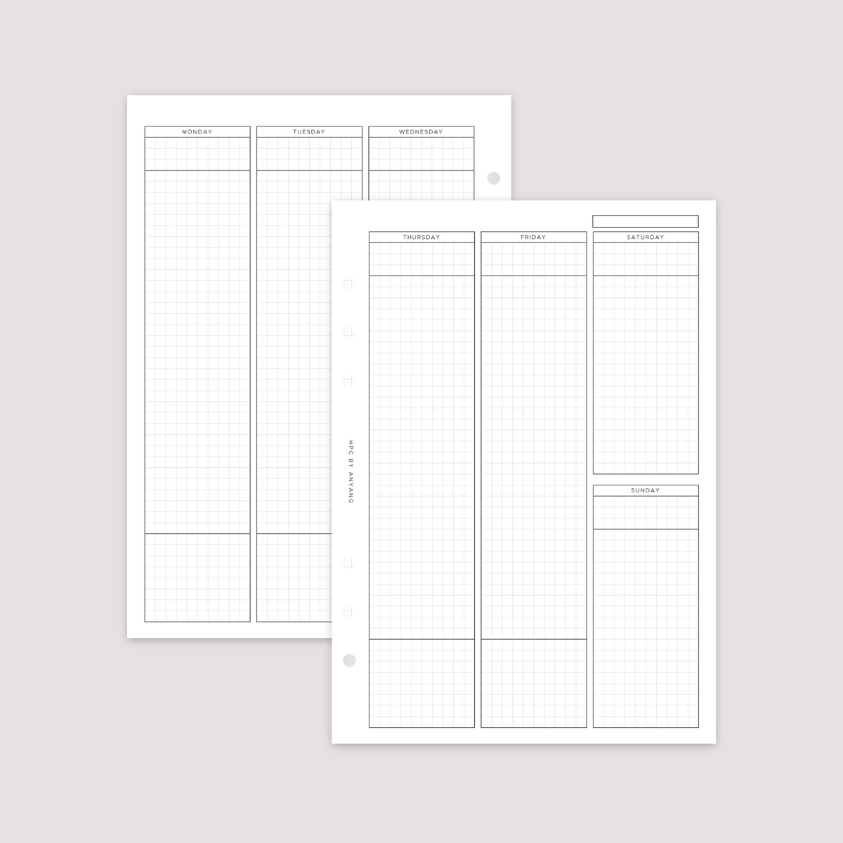 Papercraft Planner Undated - Week on 2 Pages - Vertical Grid - Planner Inserts – Handmade ...