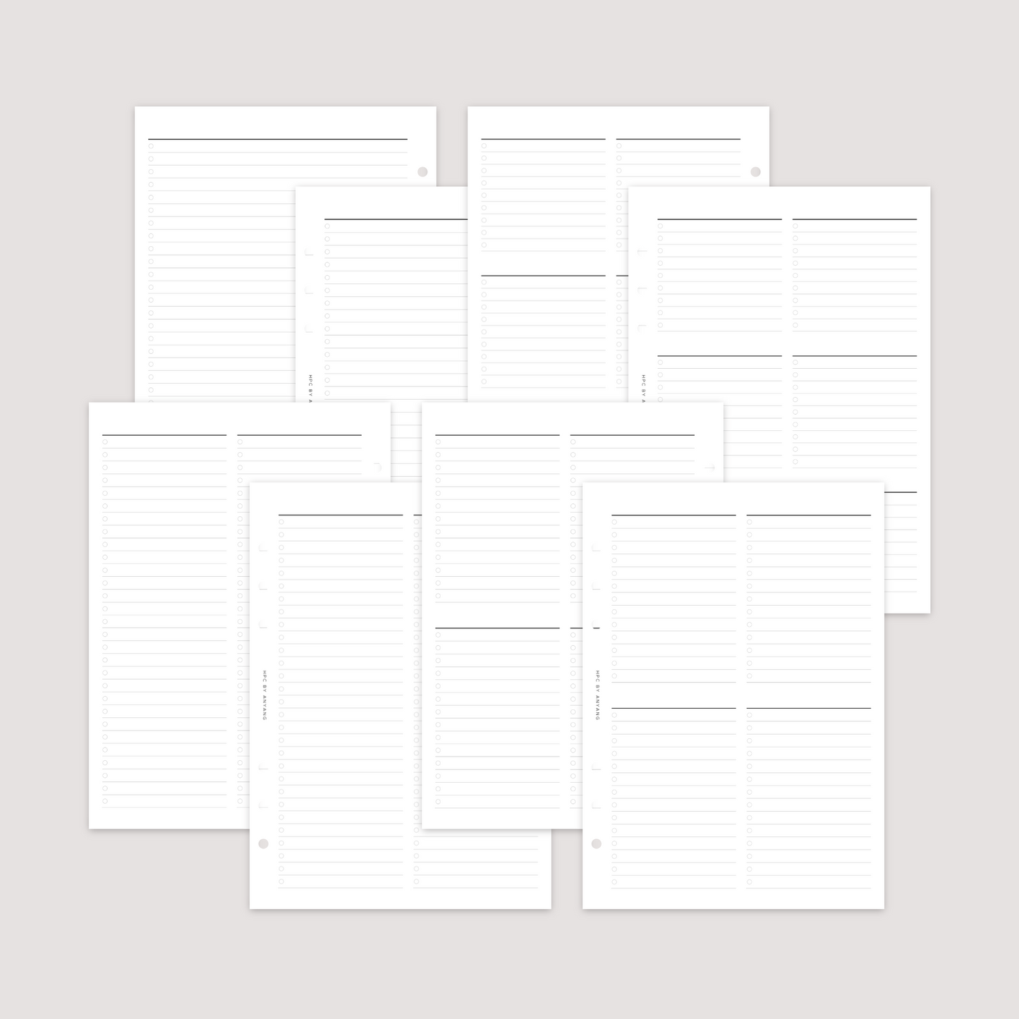 List - 4 Column - Planner Inserts